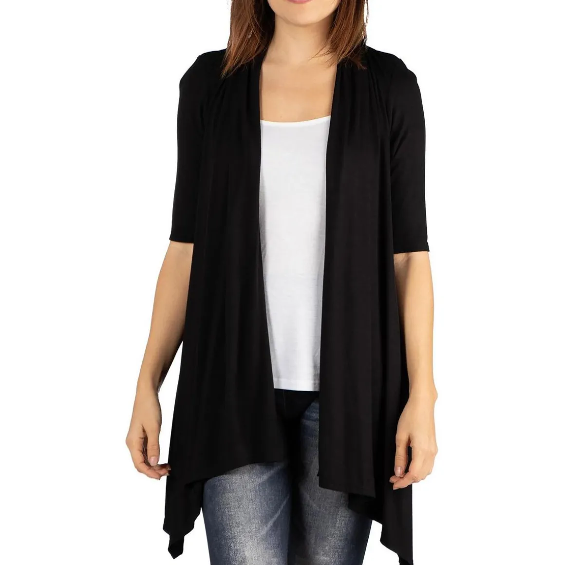 3/4 Sleeve Cardigan Open-Front Blazer