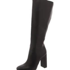 Abbey Faux Leather Block Heel Knee-High Boots