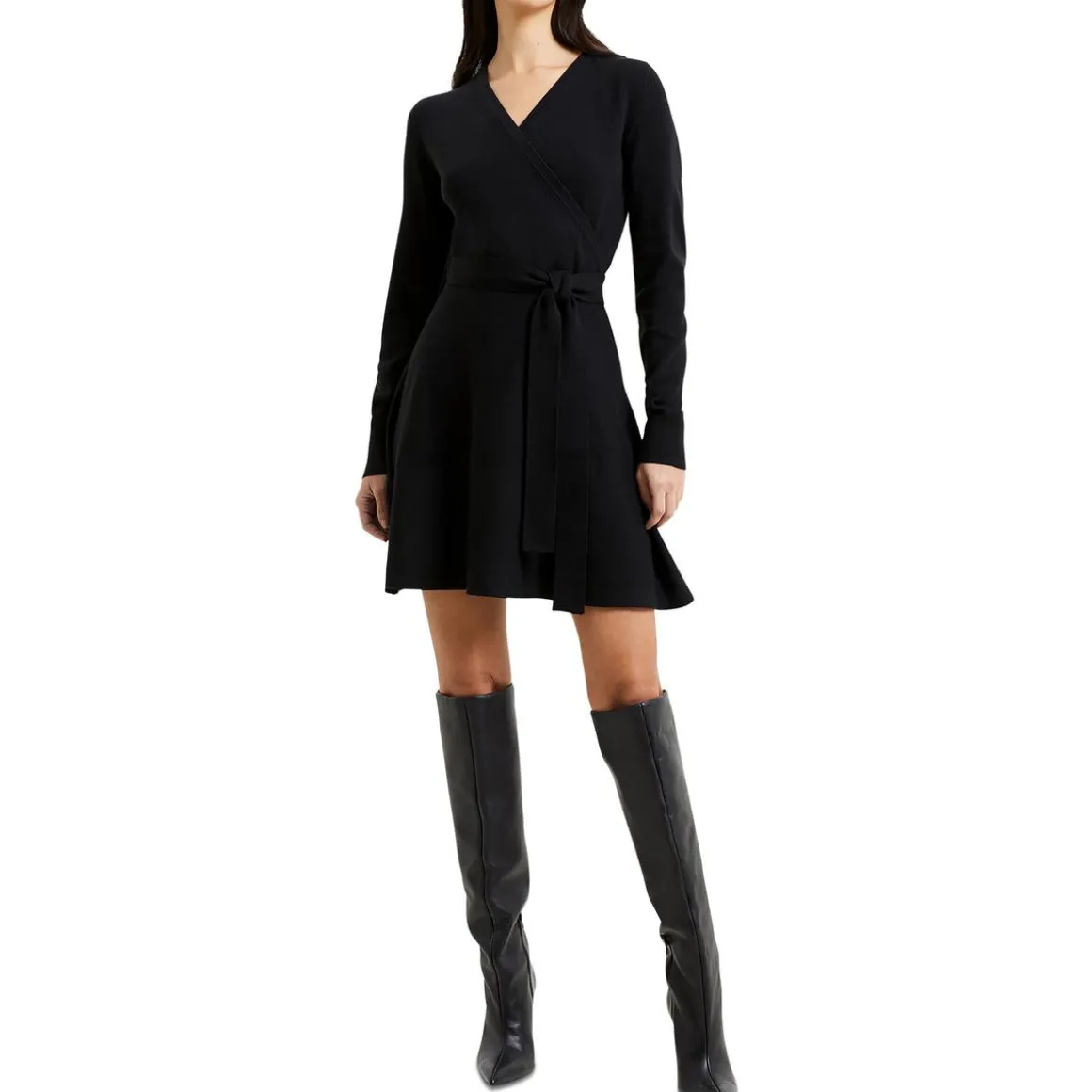 Above Knee Surplice Sweaterdress