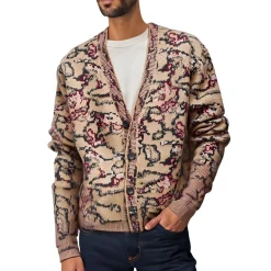 Abstract Print Button-Down Cardigan Sweater