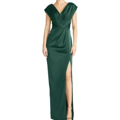 Acari Pleated Satin Evening Dress