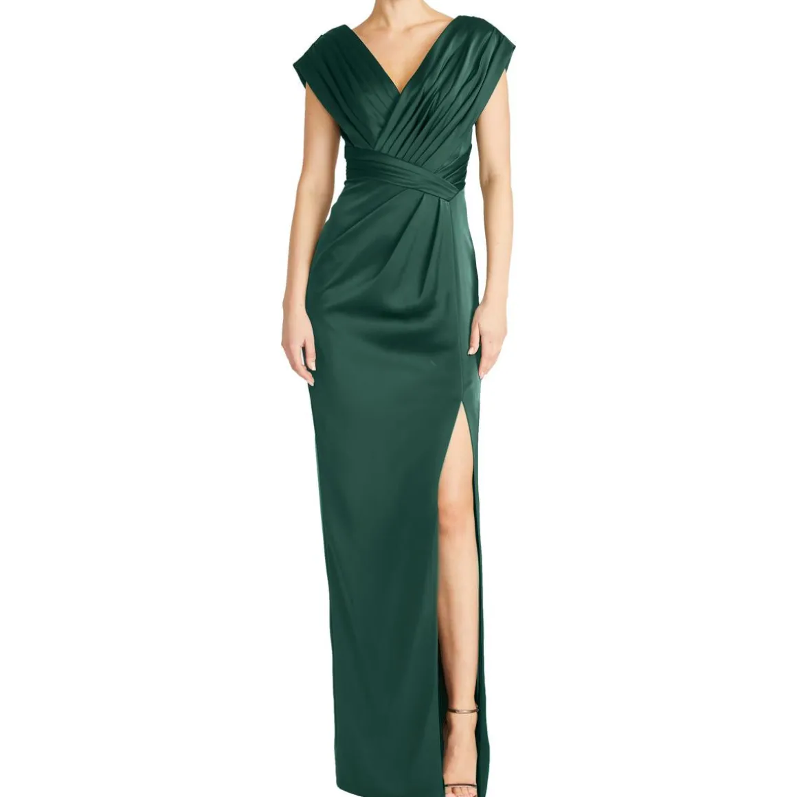 Acari Pleated Satin Evening Dress