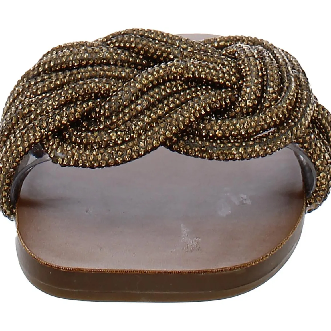 Adore Rhinestone Knot-Front Slide Sandals