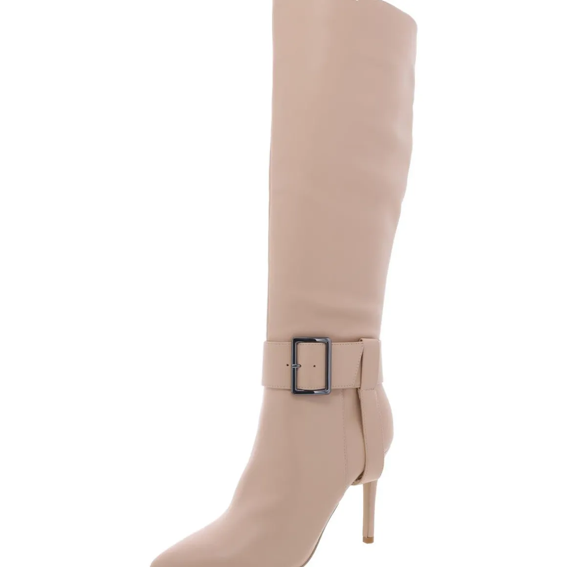 Aiyda Buckle Faux Leather Knee-High Boots