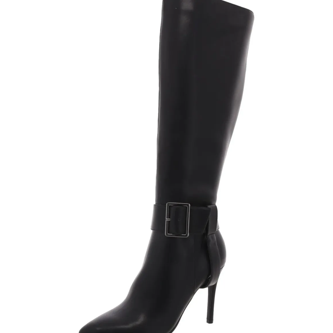 Aiyda Buckle Faux Leather Knee-High Boots