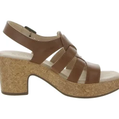 Aki Faux Leather Peep-Toe Platform Sandals