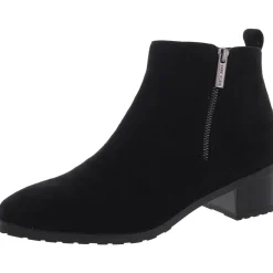 AKSAKARA Double Zipper Faux Suede Ankle Boots