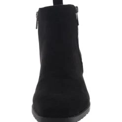 AKSAKARA Double Zipper Faux Suede Ankle Boots