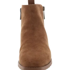 AKSAKARA Double Zipper Faux Suede Ankle Boots