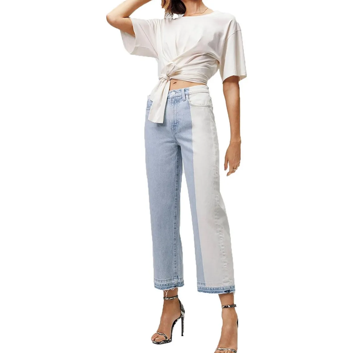 Alexa Raw Hem Denim Cropped Jeans