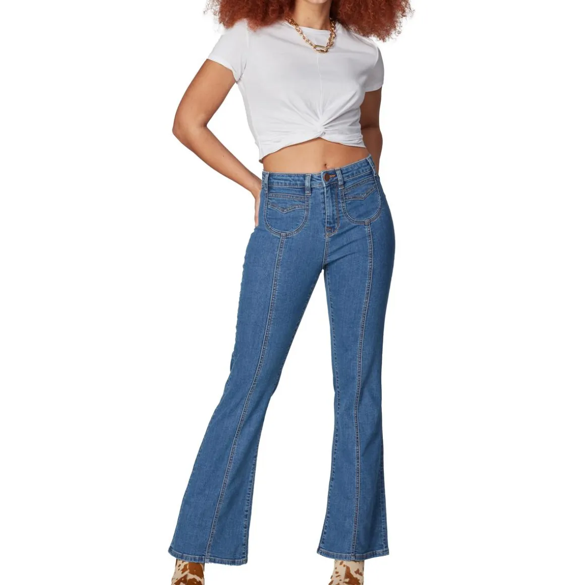 Alice Raw Hem Denim Flared Jeans