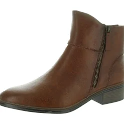 Alona Double Zipper Faux Leather Ankle Boots