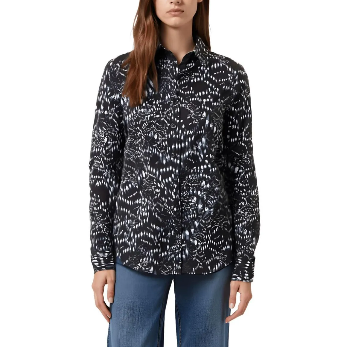 Amanda Printed Cotton Button-Down Top