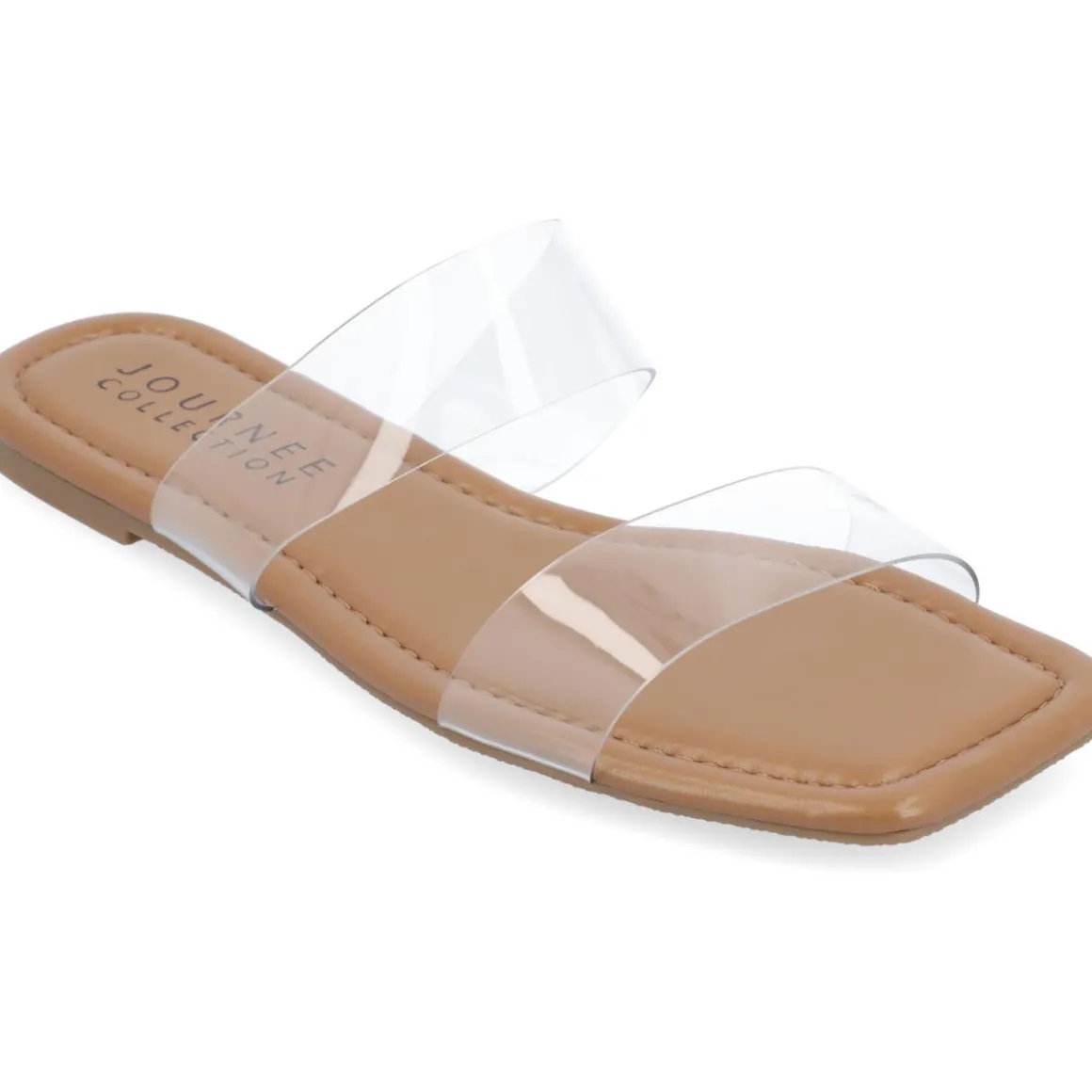 Amata Faux Leather Transparent Slide Sandals