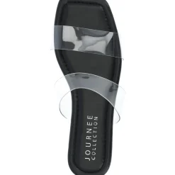 Amata Faux Leather Transparent Slide Sandals