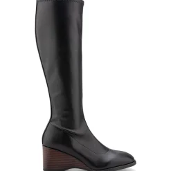 Angela Zipper Faux Leather Knee-High Boots