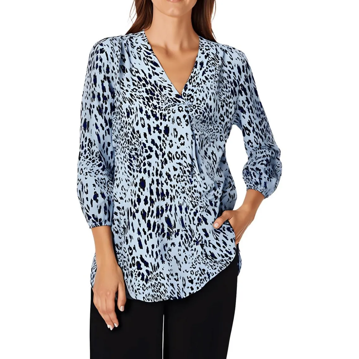 Animal Print Chiffon Tunic Top
