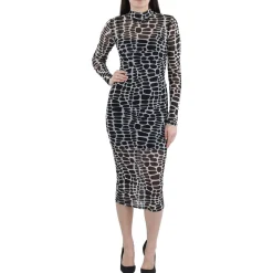 Animal Print Nylon Bodycon Dress