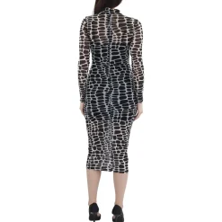 Animal Print Nylon Bodycon Dress