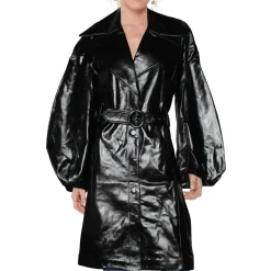 Antonia Patent Leather Balloon Sleeve Trench Coat