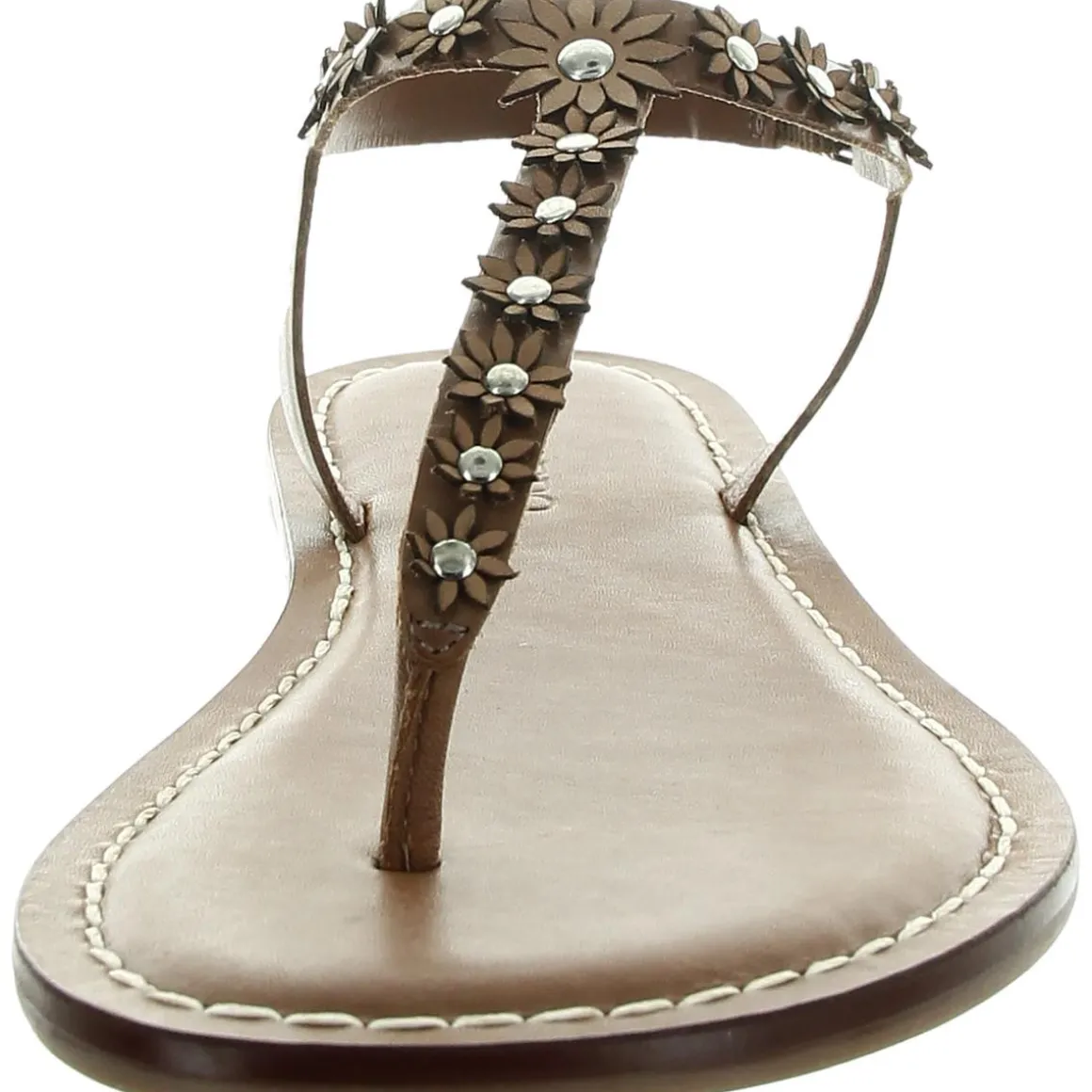 Applique Leather Slingback Sandals