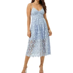 ASTR The Label Lace A-Line Sleeveless V-Neck Midi Dress
