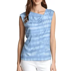 Asymetric Collar Cap Sleeve Blouse