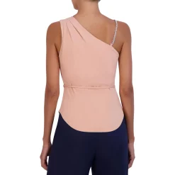 Asymmetric Pleated Tie Waist Blouse with Chain Strap