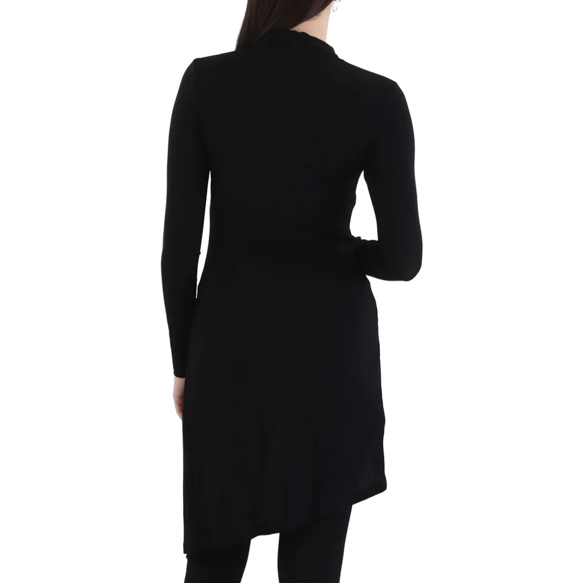 Asymmetric Rayon Turtleneck Top