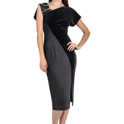 Asymmetric Velvet Shift Dress