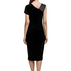 Asymmetric Velvet Shift Dress