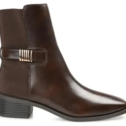 Aubrie Faux Leather Block Heel Ankle Boots