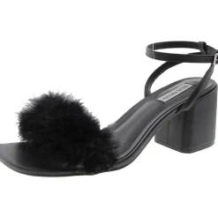 Audrina F Embellished Faux Leather Block Heel