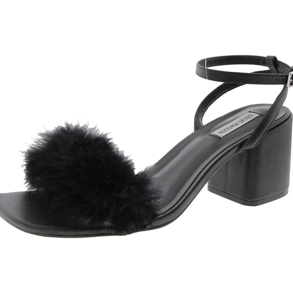 Audrina F Embellished Faux Leather Block Heel