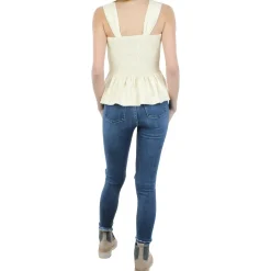 August Faux Leather Smocked Blouse