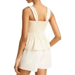 August Faux Leather Smocked Blouse