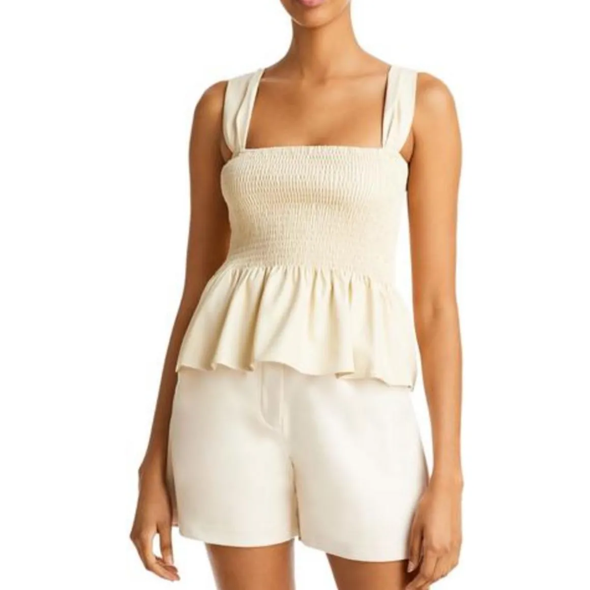 August Faux Leather Smocked Blouse