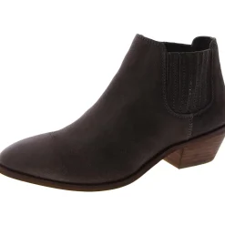 Ava Western Leather Slip-On Ankle Boots