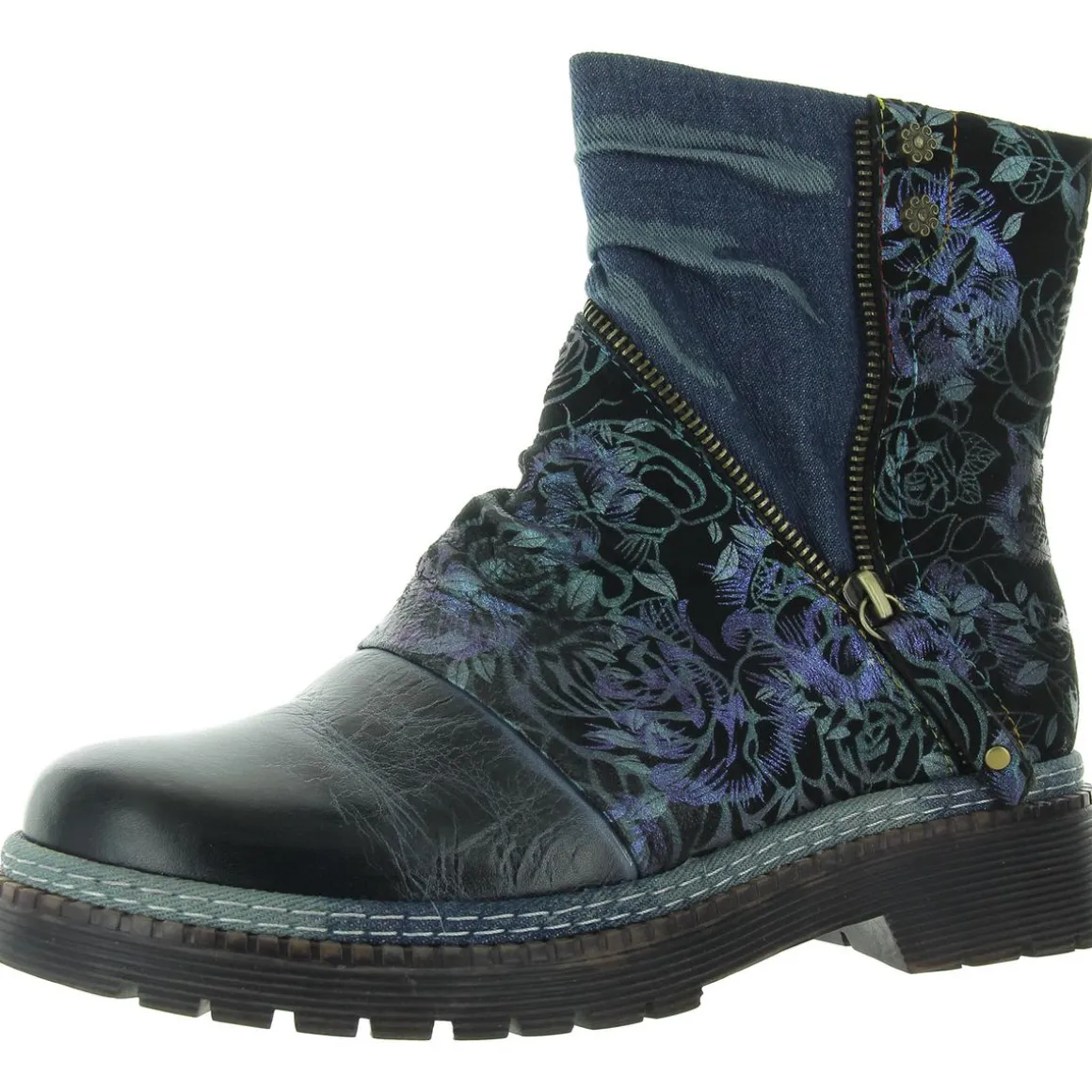 Avril Rose Leather Block Heel Ankle Boots