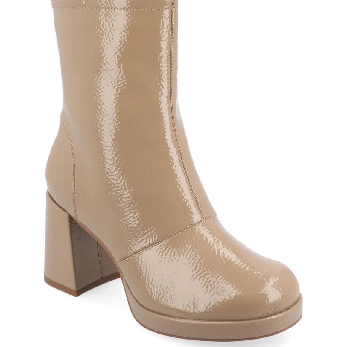 Aylani Block Heel Faux Leather Mid-Calf Boots