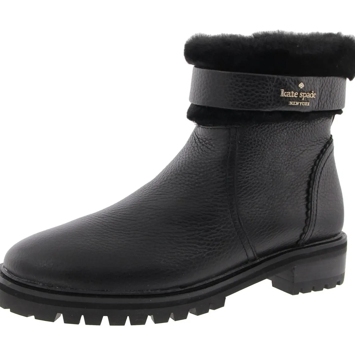 BAILEE Block Heel Leather Shearling Boots