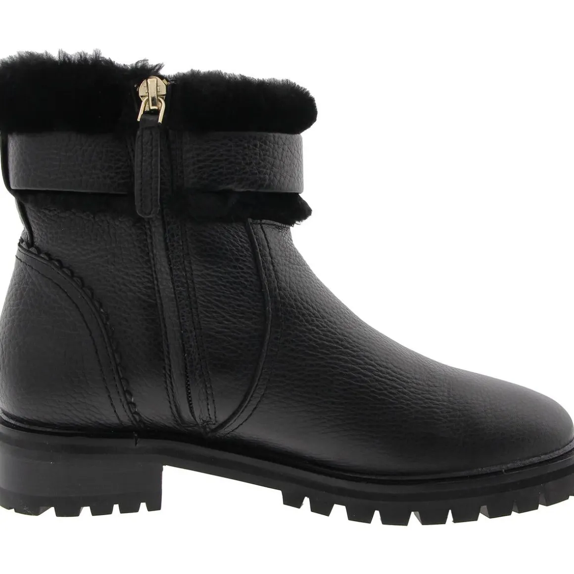 BAILEE Block Heel Leather Shearling Boots