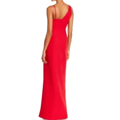 BCBG Max Azria Asymmetrical Side Slit Sleeveless V-Neck Column Gown