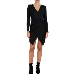 BCBG Max Azria Ruched Long Sleeve Mini Dress with Envelope Hem