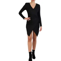 BCBG Max Azria Ruched Long Sleeve Mini Dress with Envelope Hem