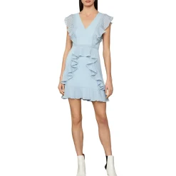 BCBG Max Azria Ruffled V-Neck Mini Flounce Dress