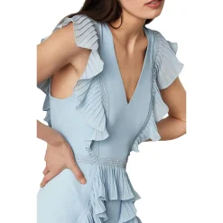 BCBG Max Azria Ruffled V-Neck Mini Flounce Dress