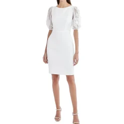 BCBG Max Azria Kamille Organza Puff Sleeve Fitted Mini Dress