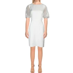 BCBG Max Azria Kamille Organza Puff Sleeve Fitted Mini Dress