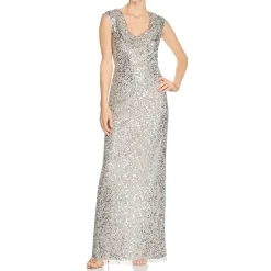 Beaded Cowl Neck Formal Dress